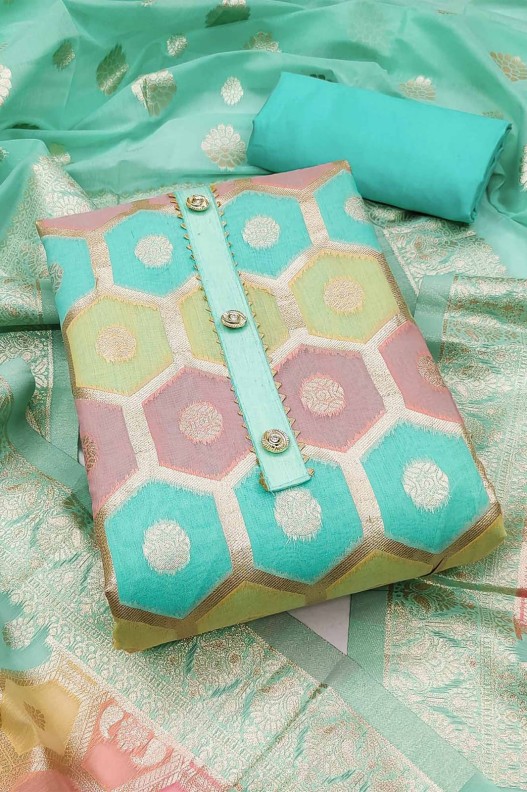 Fancy Chanderi Jacquard Multicolour Salwar Suit